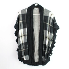 Joseph A. Plaid Open-Front Short-Sleeved Cardigan Women's Medium