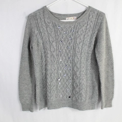 Pink Republic Gray Sweater XL Rhinestones Long Sleeve Pullover Pre-Owned