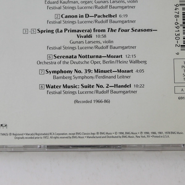Adagio Baroque Favorites CD 1990 RCA Victrola BMG Music Good Condition