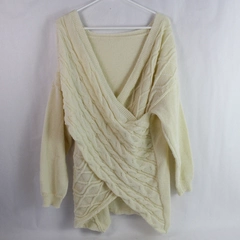 Unbranded Cream Long-Sleeved Knit Wrap Design Sweater Women's Size 1XL