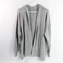American Eagle Soft & Sexy Gray Open-Front Hooded Cardigan Women's Medium