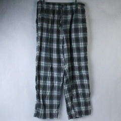 Faded Glory Pajama Pants Men's Size L Black Gray Plaid Drawstring Elastic Waist