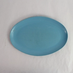 Vintage Allied Chemical Blue Melamine Oval Snack or Side Plate 12"