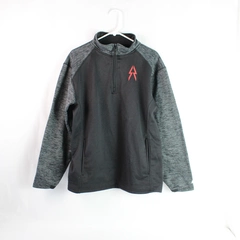 Badger Sport 1/4 Zip Black Gray Pullover Sweatshirt Pockets Size M Long Sleeve