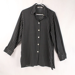 Concepts Women's Size 10 Black White Polka Dot Long Sleeve Button-Up Shirt