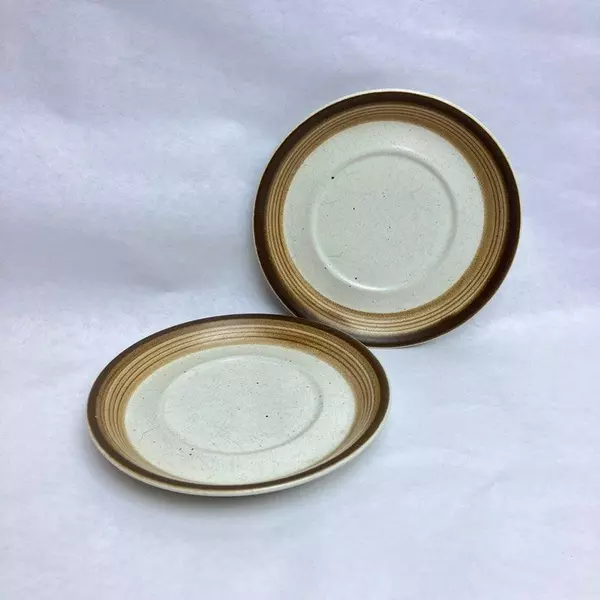 Lot of 2 Mikasa Potters Art Buckskin Saucer Plates Cream Brown PF012