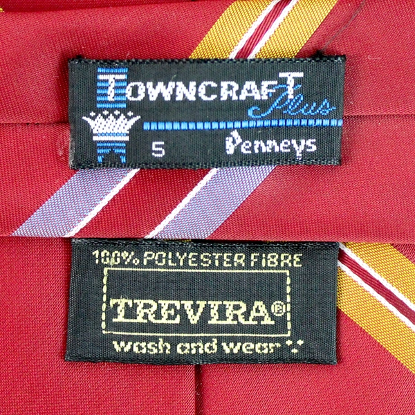 Vintage JC Penney Towncraft Plus Red Blue and Yellow Striped Men's Necktie 52.5"