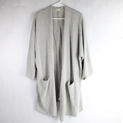 Donni Gray Striped Cotton-Blend Open-Front Shawl Women's Size Large