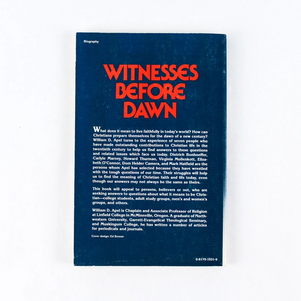 Witnesses Before Dawn by William D. Apel 1984 Paperback Signed