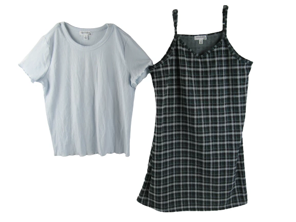 Eyeshadow Girls 2 Piece Plaid Dress and Shirt Girls Size 12 Green Gray