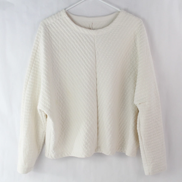 A New Day White Textured Batwing Type Long Sleeve Casual Shirt Women's Size XL
