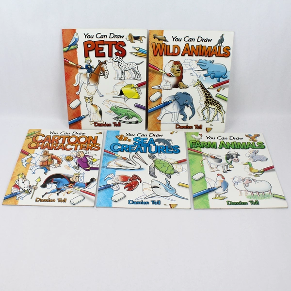Lot of 5 You Can Draw Series Animas & People Children Books By Damien Toll 2005