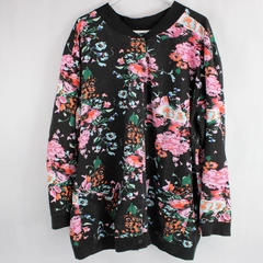 Anthony Richards Black Floral Button-Up Cardigan Women's 3X