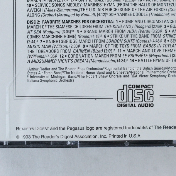 Reader's Digest John Philip Sousa And Other March Kings 2 Disc Set 1993
