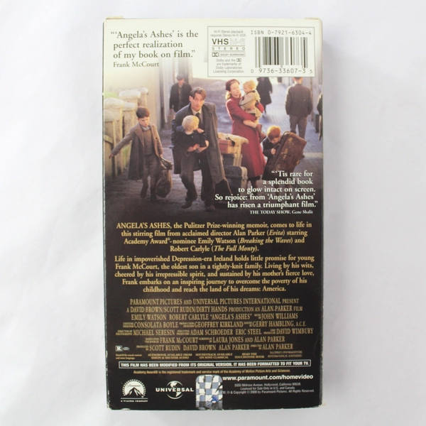 Angela's Ashes VHS 2000 Paramount Home Video Emily Watson Robert Carlyle