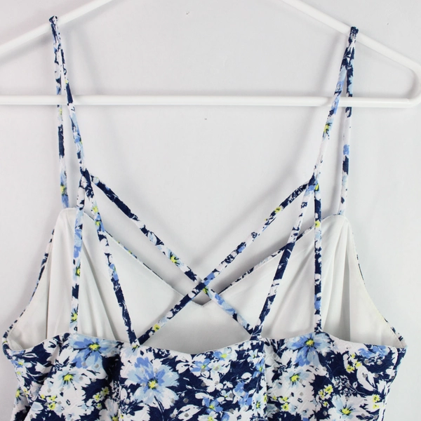 BCX Blue Floral Patterned Short Sundress Women's Size XL
