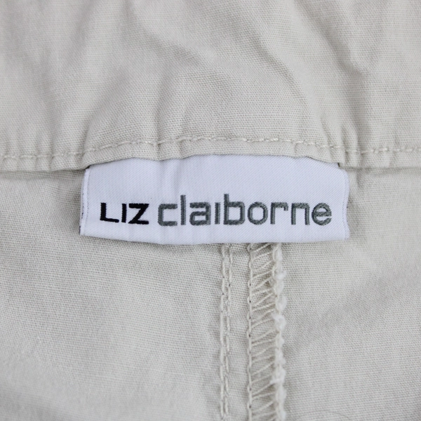 Liz Claiborne Women's Beige Drawstring Cargo Style Pants Size 14 Cotton Blend 