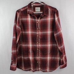 Jachs Girlfriend New York Shirt Women's Size M Red White Plaid Long Sleeves