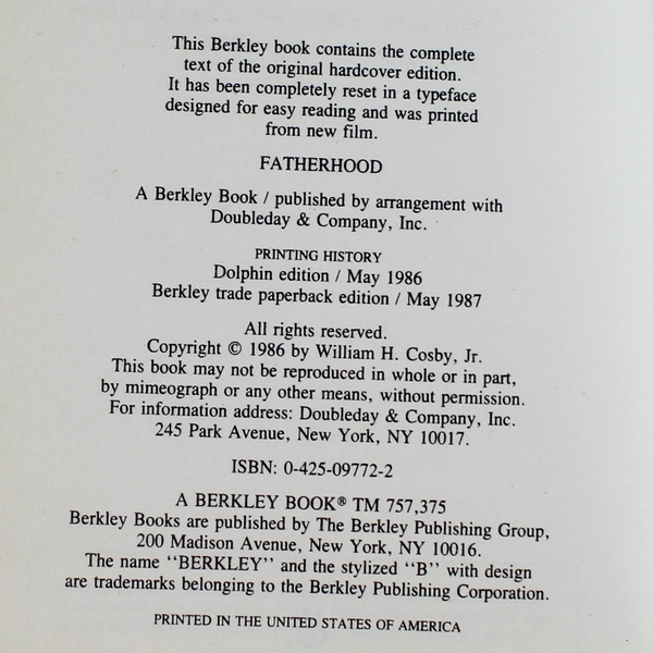 Fatherhood by Bill Cosby 1987 Deluxe Paperback Edition