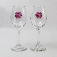 Vtg Set of 2 Michelbook Country Club Golf Course Red Logo Wine Glasses 7.5" Tall