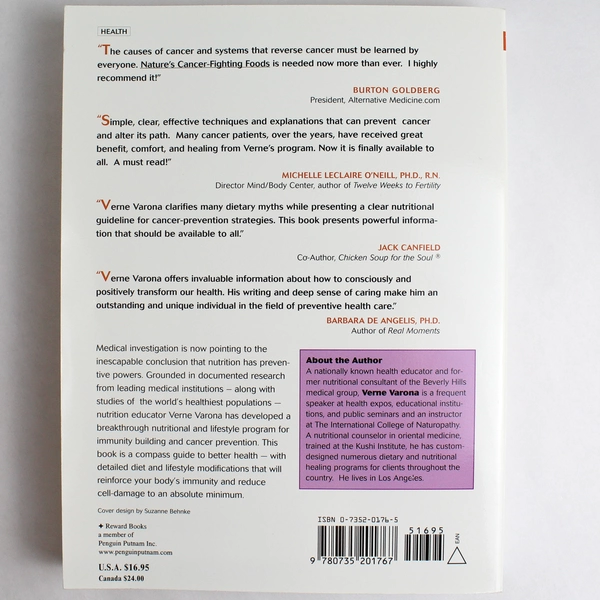 Nature's Cancer-Fighting Foods by Verne Varona 2001 Reward Books Paperback