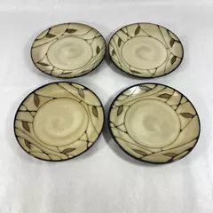 Set of 4 Pfaltzgraff Briar Dinner Plates 11 Inch Brown Leaves On Beige