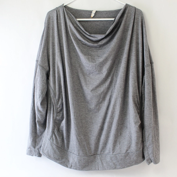 Lucy Gray Striped Long-Sleeve Stretchy Shirt Top Women's Large