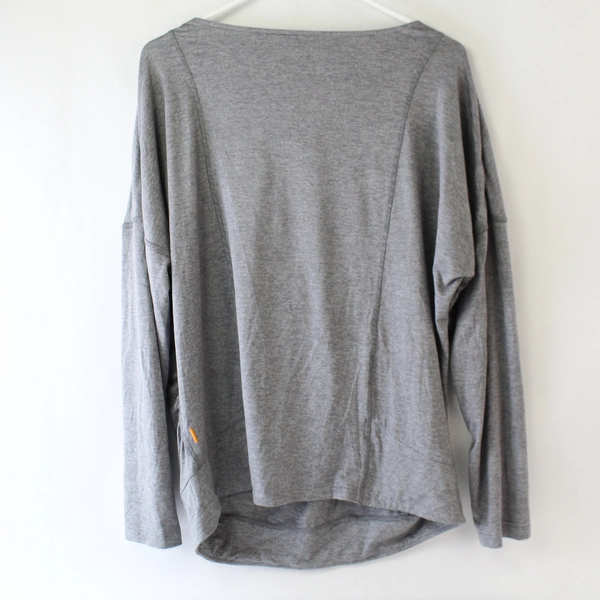 Lucy Gray Striped Long-Sleeve Stretchy Shirt Top Women's Large