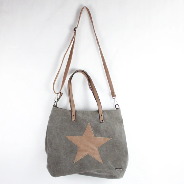 Mad Style Gray Canvas and Faux Leather Women's Crossbody Shoulder Bag Purse