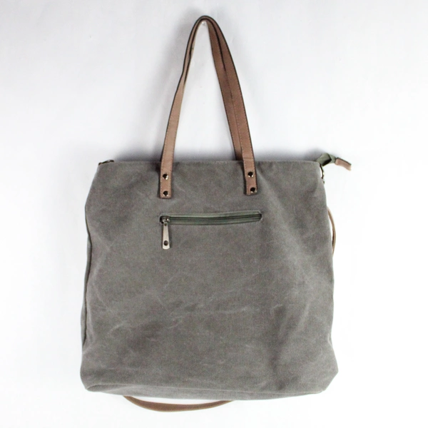 Mad Style Gray Canvas and Faux Leather Women's Crossbody Shoulder Bag Purse