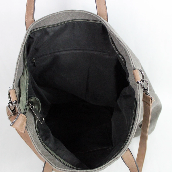 Mad Style Gray Canvas and Faux Leather Women's Crossbody Shoulder Bag Purse