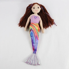 Aurora Sea Sparkles Mermaid Doll Plush Purple Rhinestone Accent Brunette Hair