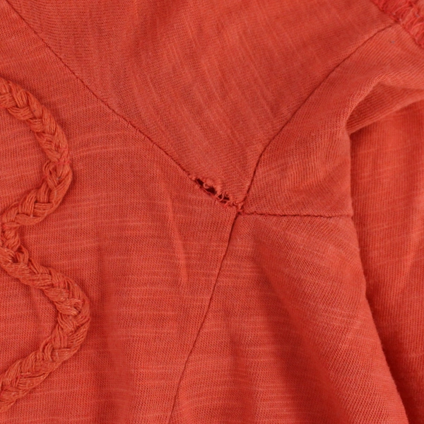 Lucky Brand Women's Coral Pink Embroidery Design Short Sleeve Shirt Size Medium