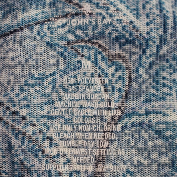 St John's Bay Women's Blue Floral Jacquard Pattern Long Sleeve Shirt Size Medium