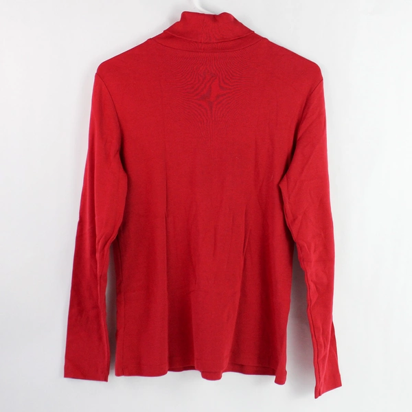 Christopher & Banks Women's Red Long Sleeve Turtleneck Shirt Size M 100% Cotton