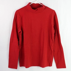 St. John's Bay Women's Red Long Sleeve Mock Neck Shirt Size Large 100% Cotton