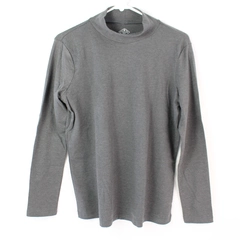 St. John's Bay Women's Gray Long Sleeve Mock Neck Petite Large Cotton Blend 