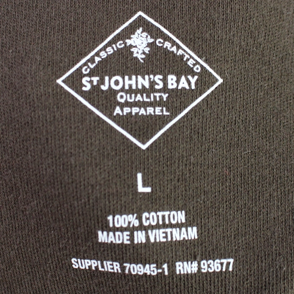 St. John's Bay Women's Brown Long Sleeve Mock Neck Shirt Size Large 100% Cotton