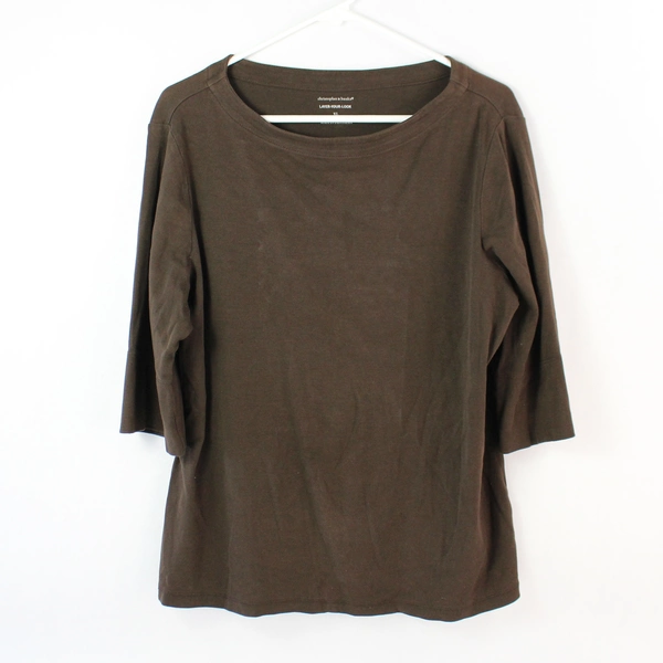 Christopher & Banks Women's Brown 3/4 Sleeve Shirt Size XL 100% Cotton