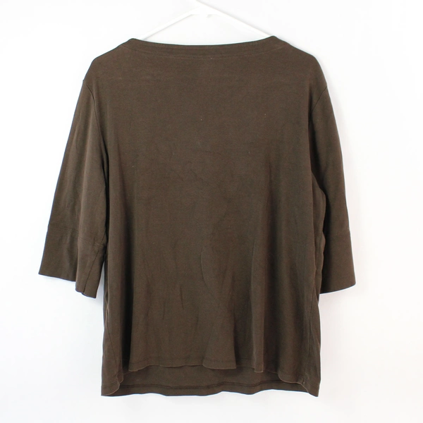 Christopher & Banks Women's Brown 3/4 Sleeve Shirt Size XL 100% Cotton