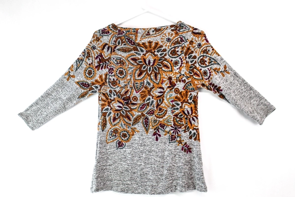 Urban Outfitters Floral Patterned 3/4 Sleeve Top Women's Medium Boat Neck