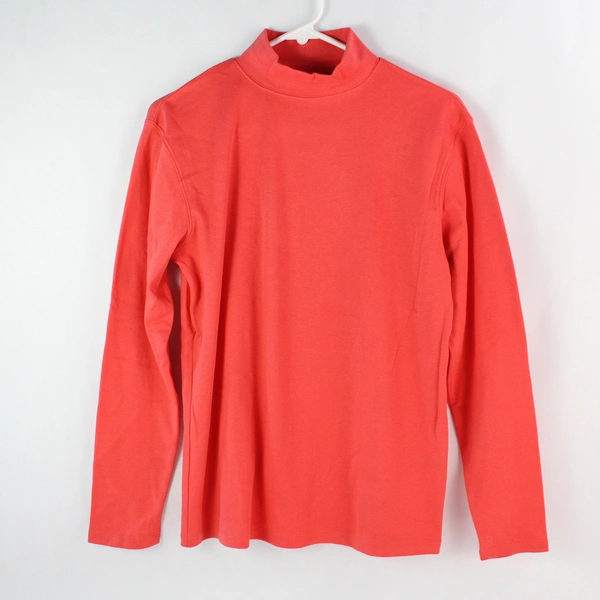 Great Northwest Women's Hot Coral Pink Long Sleeve Mock Neck Shirt Size Medium