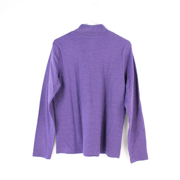 St. John's Bay Women's Purple Long Sleeve Mock Neck Shirt Size L Cotton Blend