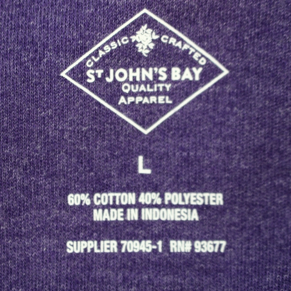 St. John's Bay Women's Purple Long Sleeve Mock Neck Shirt Size L Cotton Blend