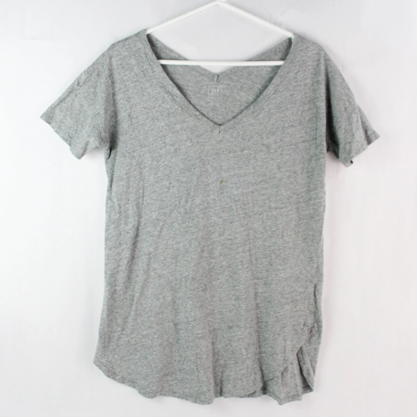 GAP Women's Gray Wash Round Hem Short Sleeve V Neck Shirt Size XS