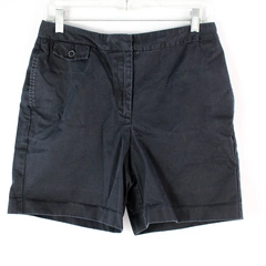 Land's End Women's Black Khaki Style Mid Rise Shorts Size 8 100% Cotton