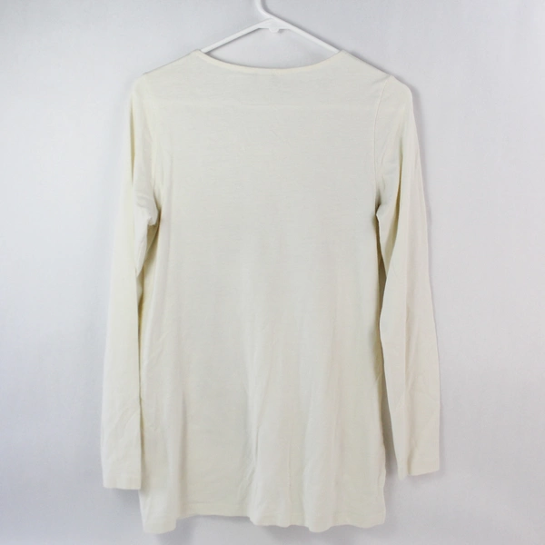Christopher & Banks Women's White Long Sleeve Floral Pattern Shirt Size Small