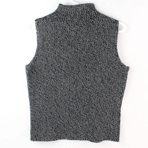 Vintage Amanda Smith Women's Knit Black & Gray Mock Neck acTank Top Size Small