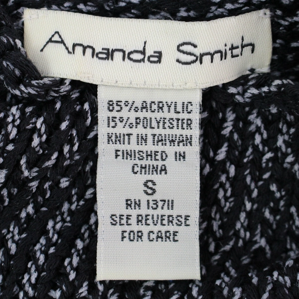 Vintage Amanda Smith Women's Knit Black & Gray Mock Neck acTank Top Size Small