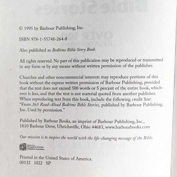 365 Read-Aloud Bedtime Bible Stories by Daniel Partner 1995 Barbour Paperback